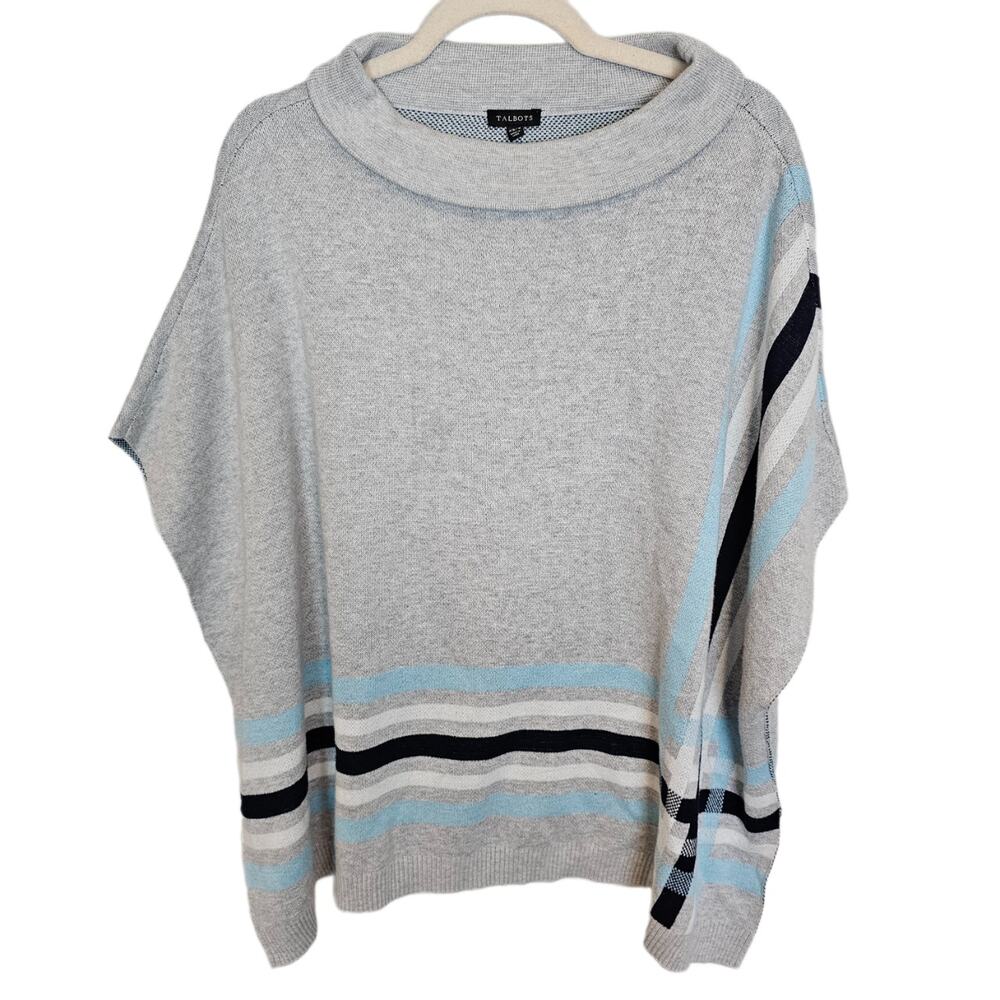 Talbots Sweater Poncho Sweater Women XS/S Gray Cape Sweater Knit Sweater Women